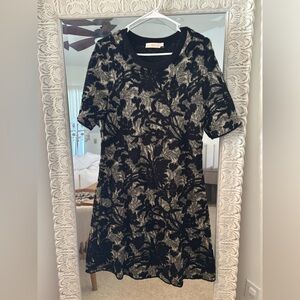 Tory Burch Black and Gold Floral Mini Dress